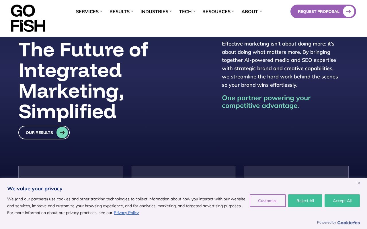 Homepage screenshot of Go Fish Digital
