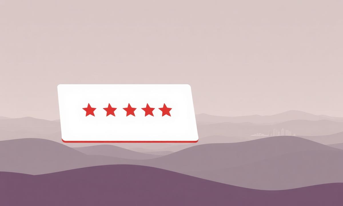 Five-star review card over a stylized Silicon Valley landscape, representing San Jose reputation management