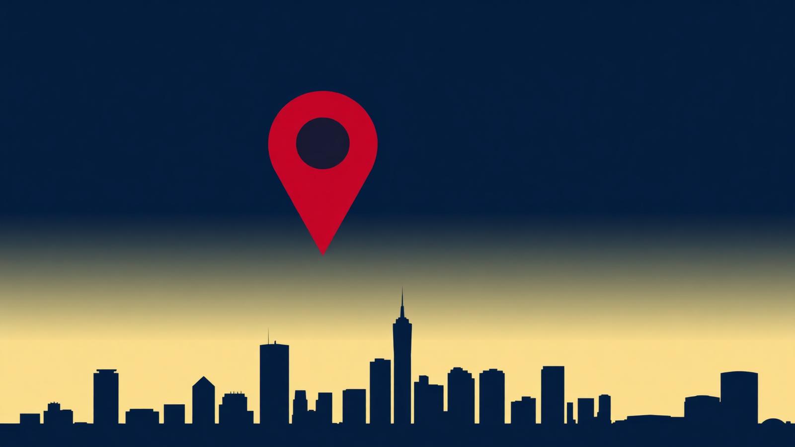 Minimalist Houston skyline silhouette with a crimson map pin over downtown, header image for the 2026 rankings of the best reputation management companies in Houston
