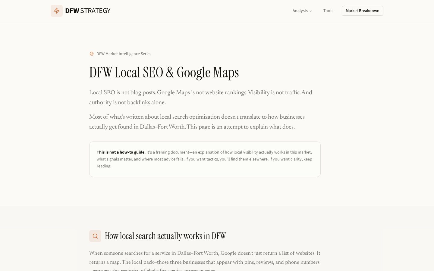 Homepage screenshot of DFW SEO