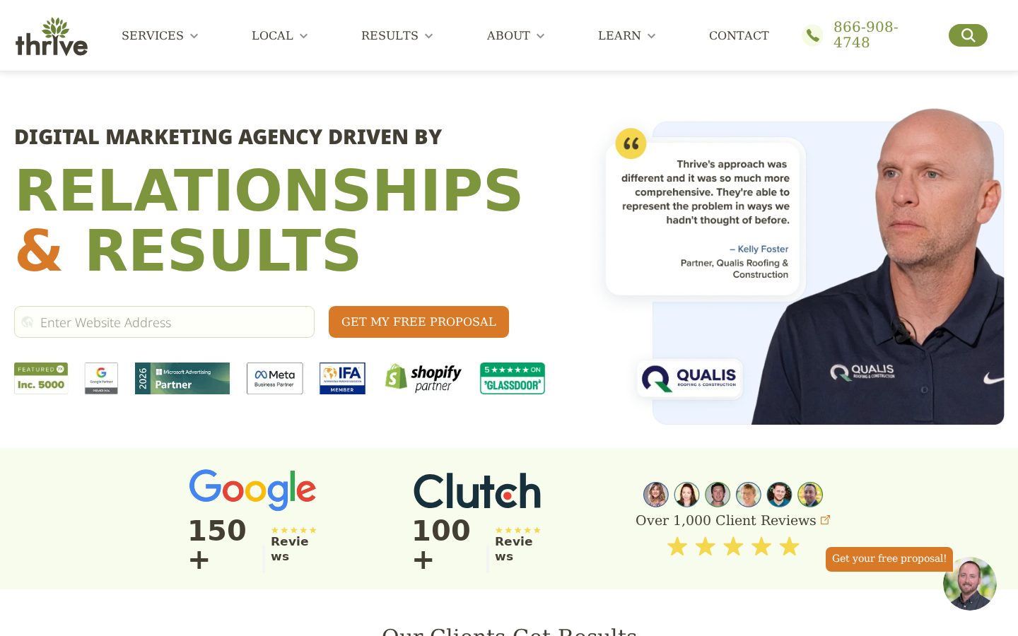 Homepage screenshot of Thrive Internet Marketing Agency