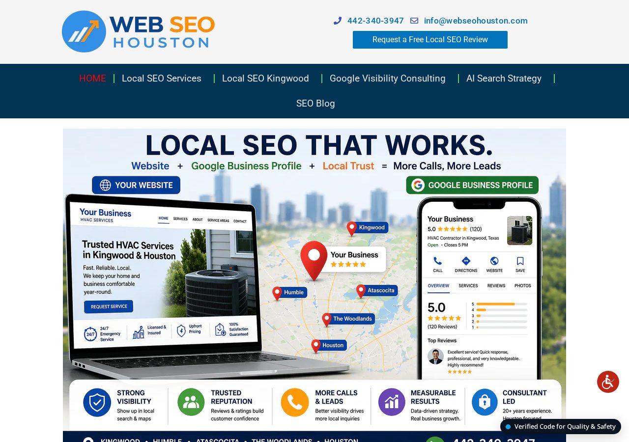 Homepage screenshot of Web SEO Houston