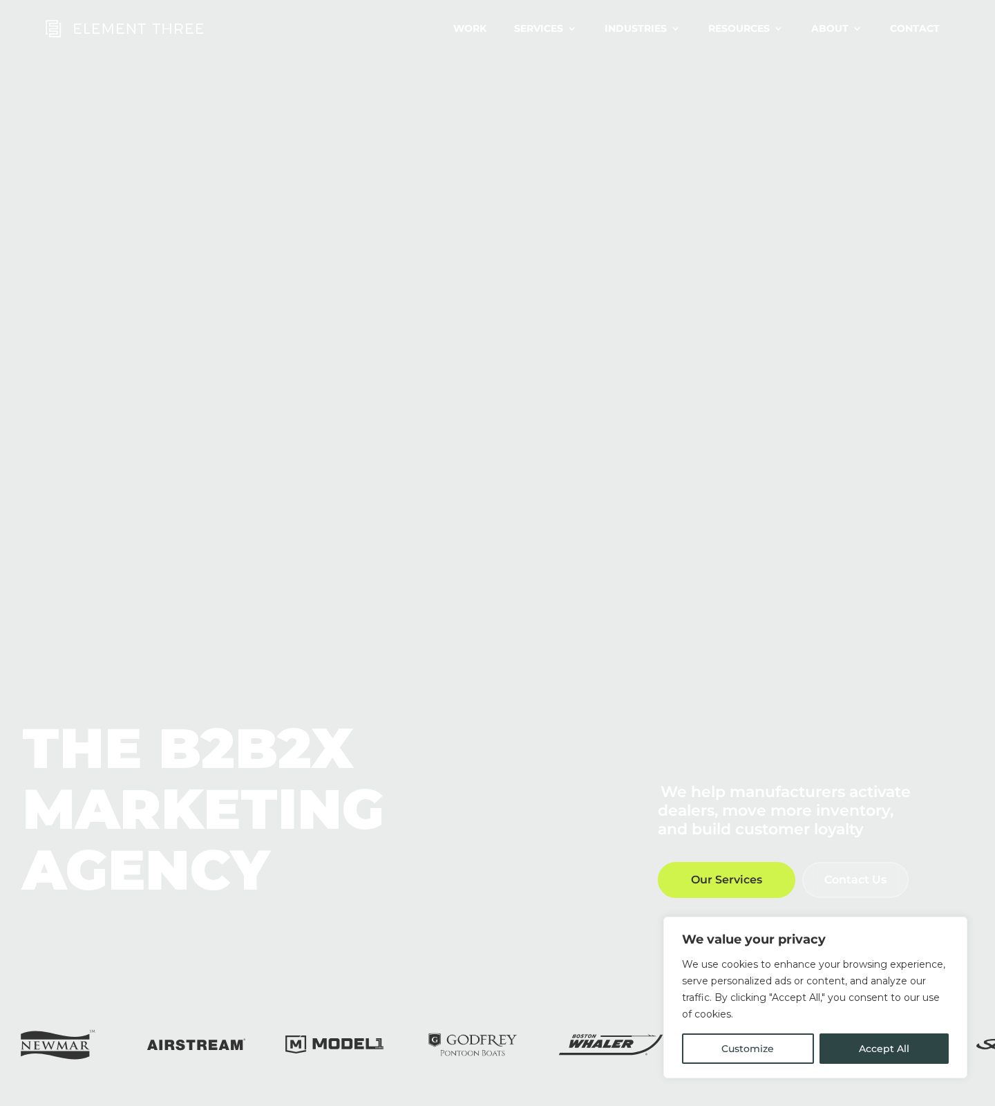 Homepage screenshot of Element Three