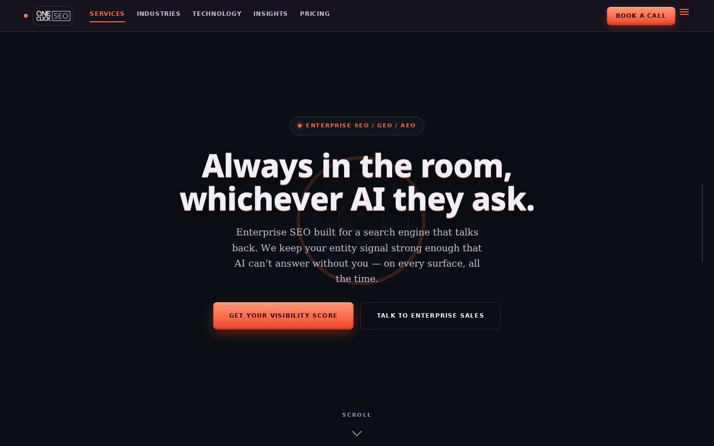 Homepage screenshot of OneClick SEO