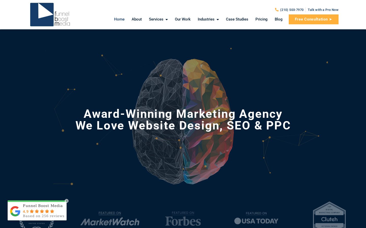 Homepage screenshot of Funnel Boost Media