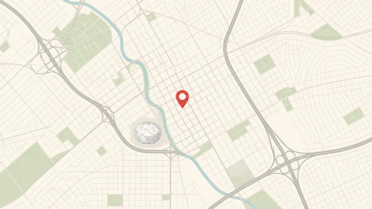 Illustrated map of San Jose with downtown, SAP Center, Santana Row, and Highway 101